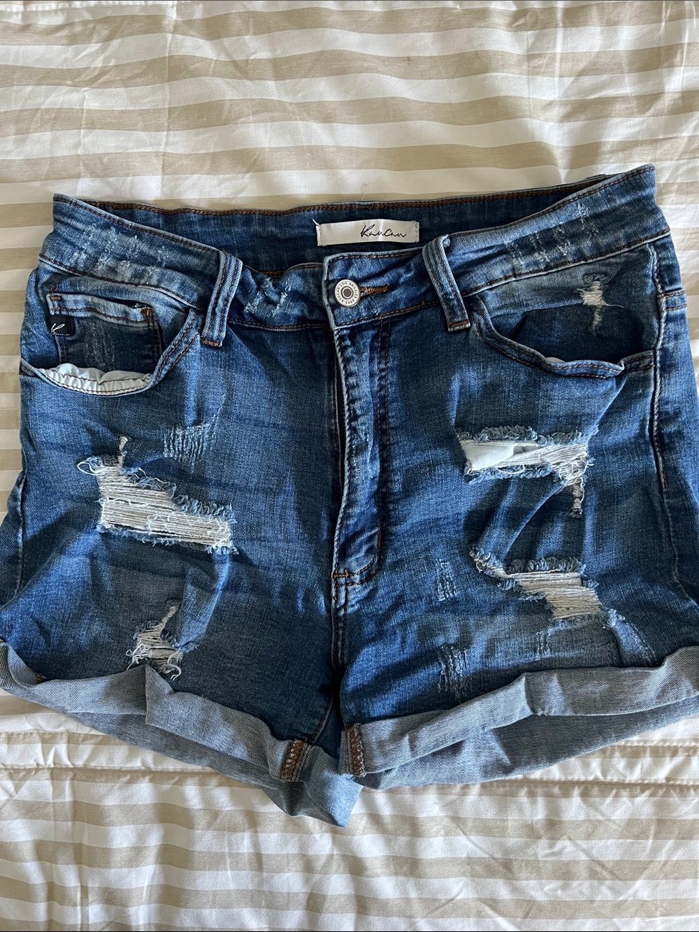 T.J.Maxx Distressed Dark Blue Denim Jean Shorts